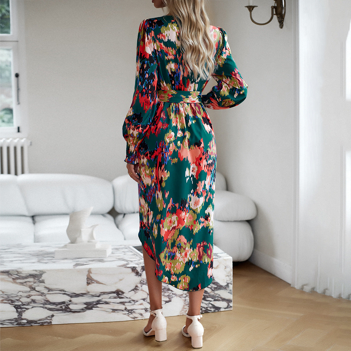Printed Elegant V-neck Dress