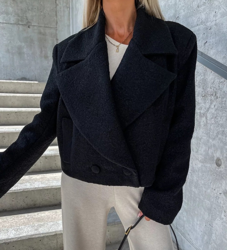 Woolen Cropped Oversized Coat - M Chic Boutique