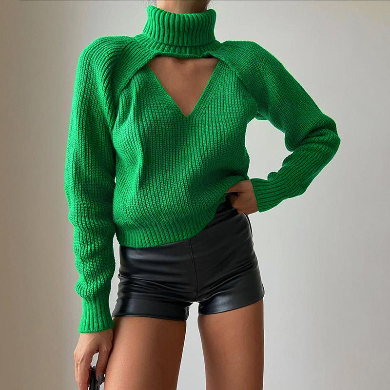 Solid Elegant Hollow Sweater