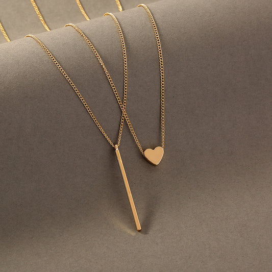 Safety Pin Pendant Multi-layer Copper Collarbone Chain Necklace Woman