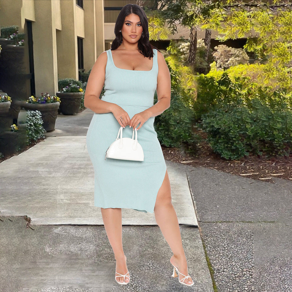 Plus Size Solid Color Dress