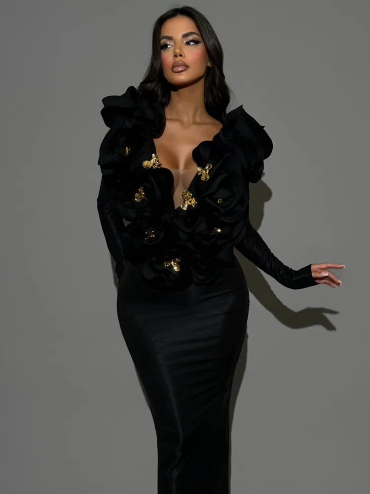 Three-dimensional Flower Sexy Dress