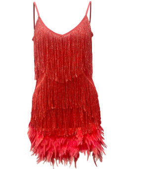 Sequins Feather Mini Dress