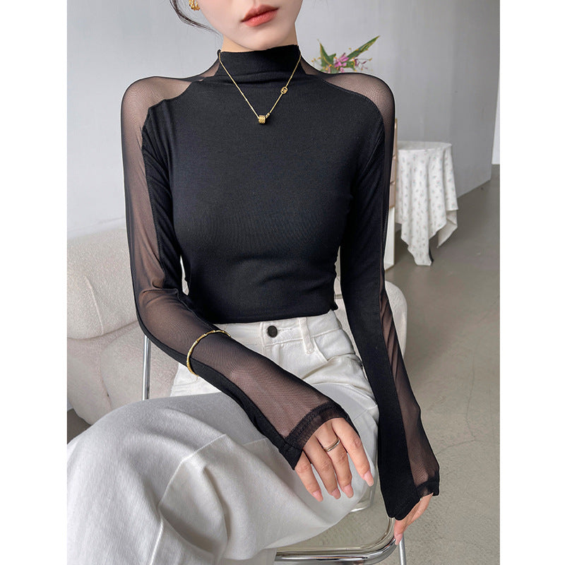 High-Neck Mesh Slimming Top