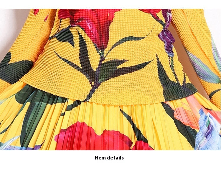 Printed Pleated Dress