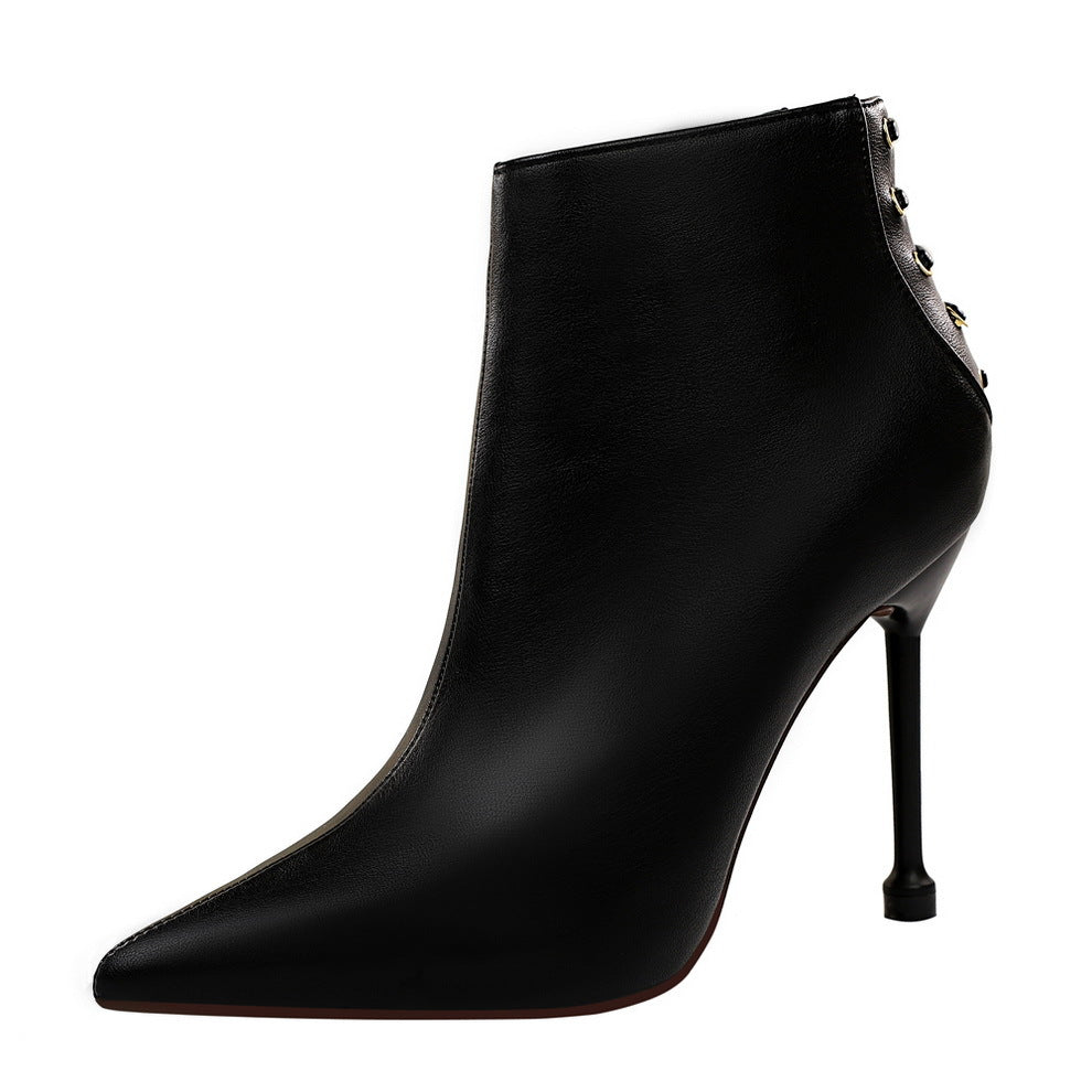 High Heel Pointed Toe Short Boots