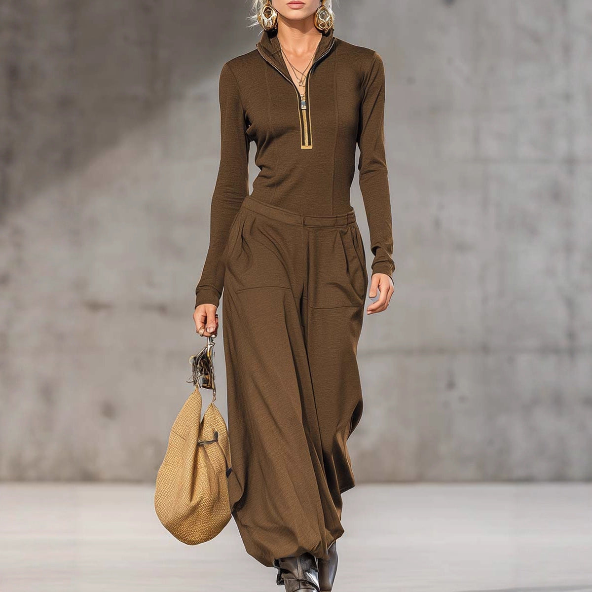 Top Wide LegTrousers Two-piece Set