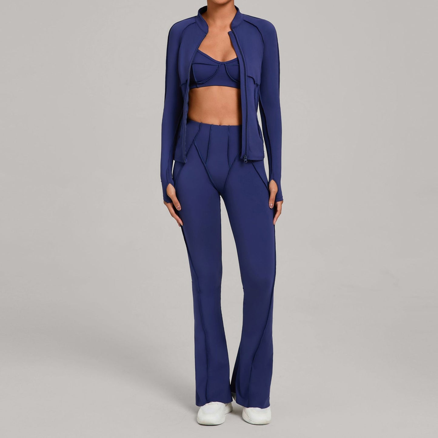 M Chic Boutique activewear zip-up top and matching yoga pants set, stylish and comfortable athletic clothing for women.