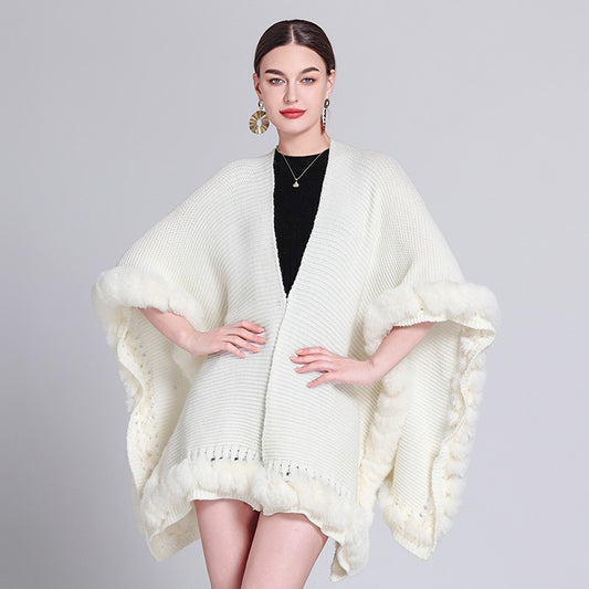 Knitted Cape And Shawl Sweater Coat
