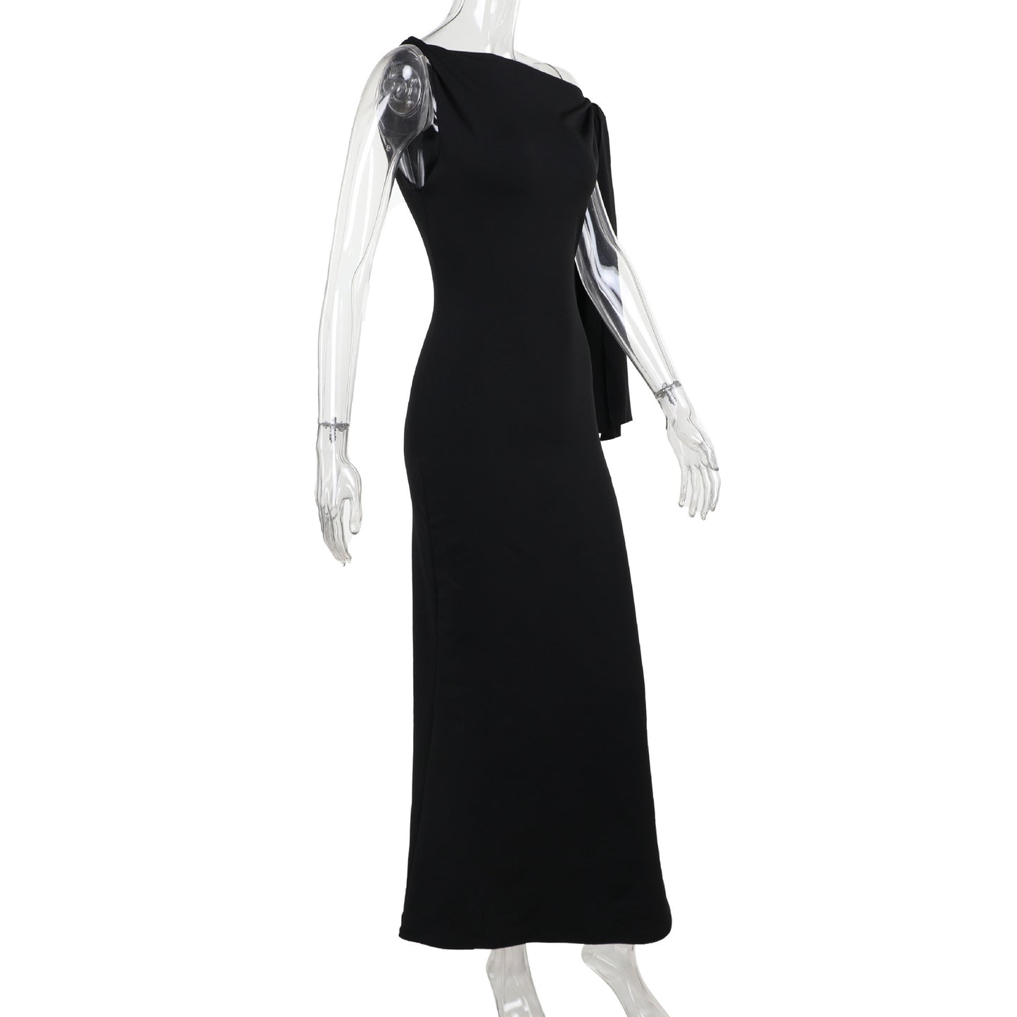 One-shoulder Ribbon Long Dress