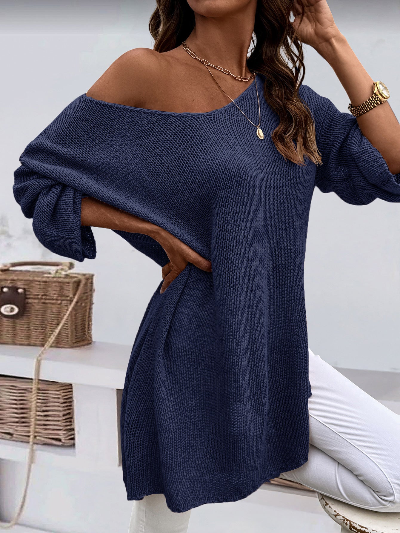 V-neck Pullover Knitted Sweater