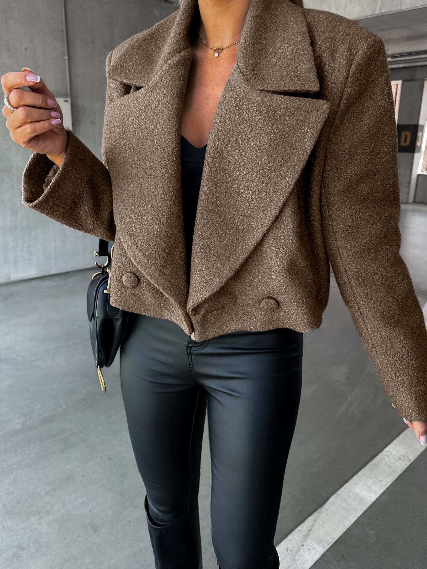 Woolen Cropped Oversized Coat - M Chic Boutique