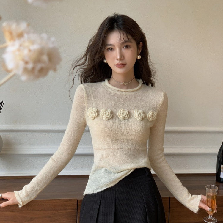 Micro Transparent Flower Sweater