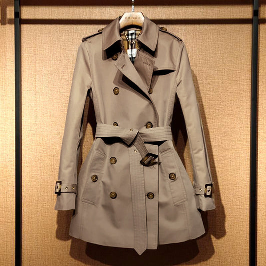 Front British Double Breasted Trench Coat
