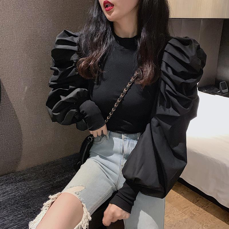 Solid-Color French-Style Designer Puff-Sleeve Shirt - M Chic Boutique