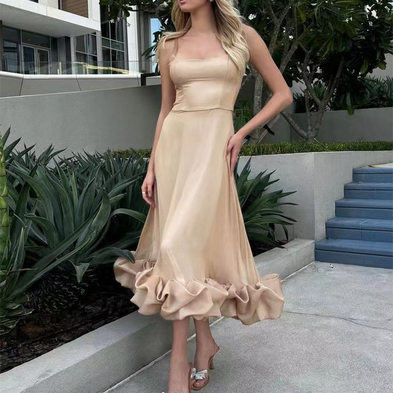 Fashion Suspenders Large Flower Swing Dress
