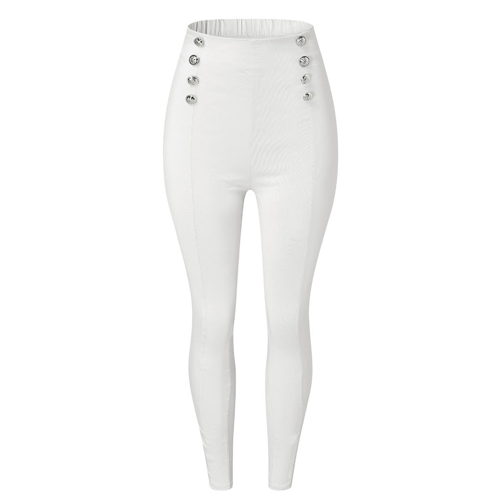 High-Waisted Pants with Buttons - M Chic Boutique