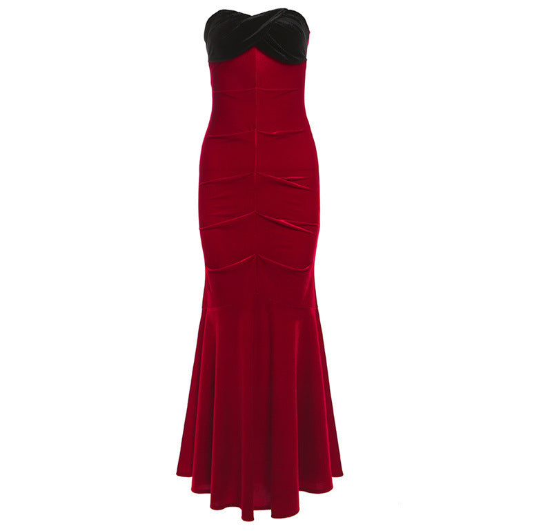 Socialite Off-shoulder Tube Top Fishtail Dress