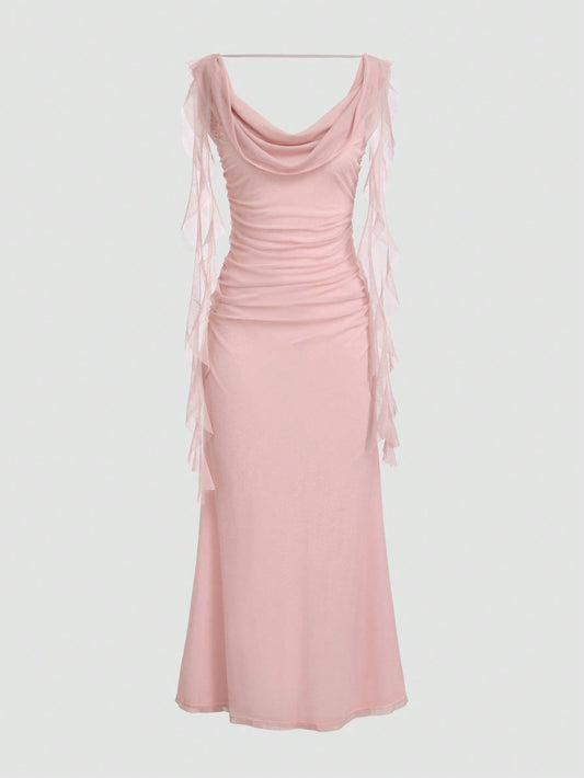 Solid-Colored Ribbon Dress