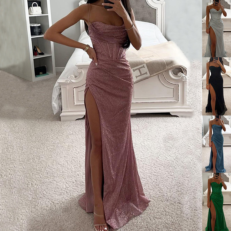 V-neck Long Dress