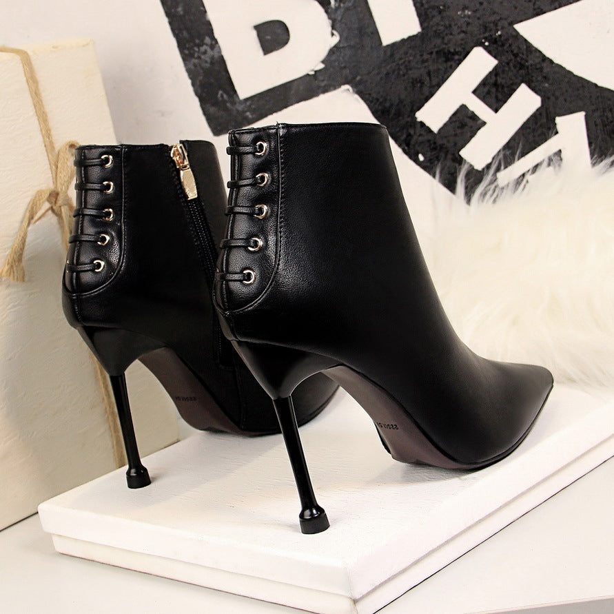 High Heel Pointed Toe Short Boots