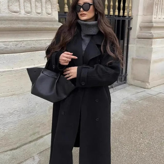 Lapel Long Overcoat