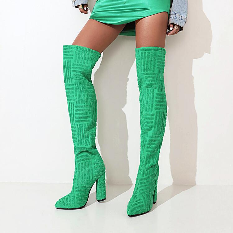 Women's Chunky Heel Thigh Boots