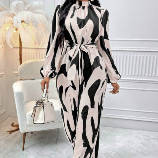 Long Sleeved Printed  Jumpsuit