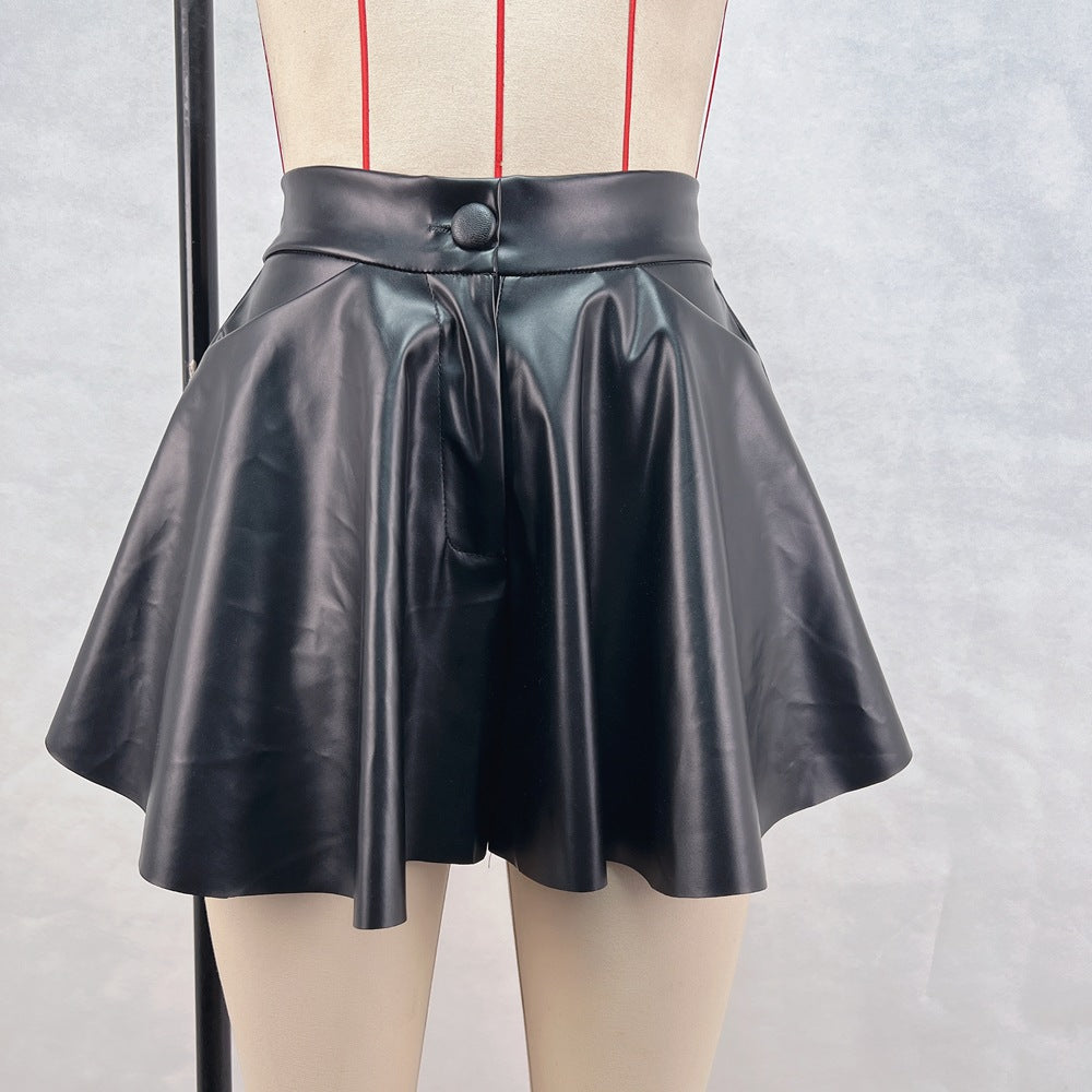Stylish High-waisted Leather Skirt