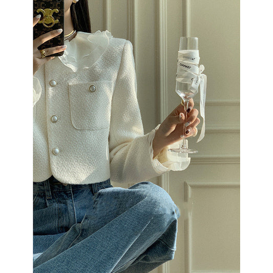 Hepburn Ruffled Tweed Coat