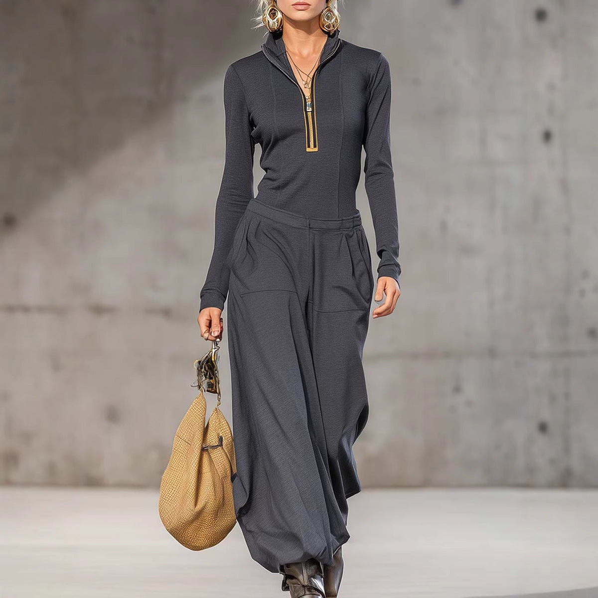 Top Wide LegTrousers Two-piece Set