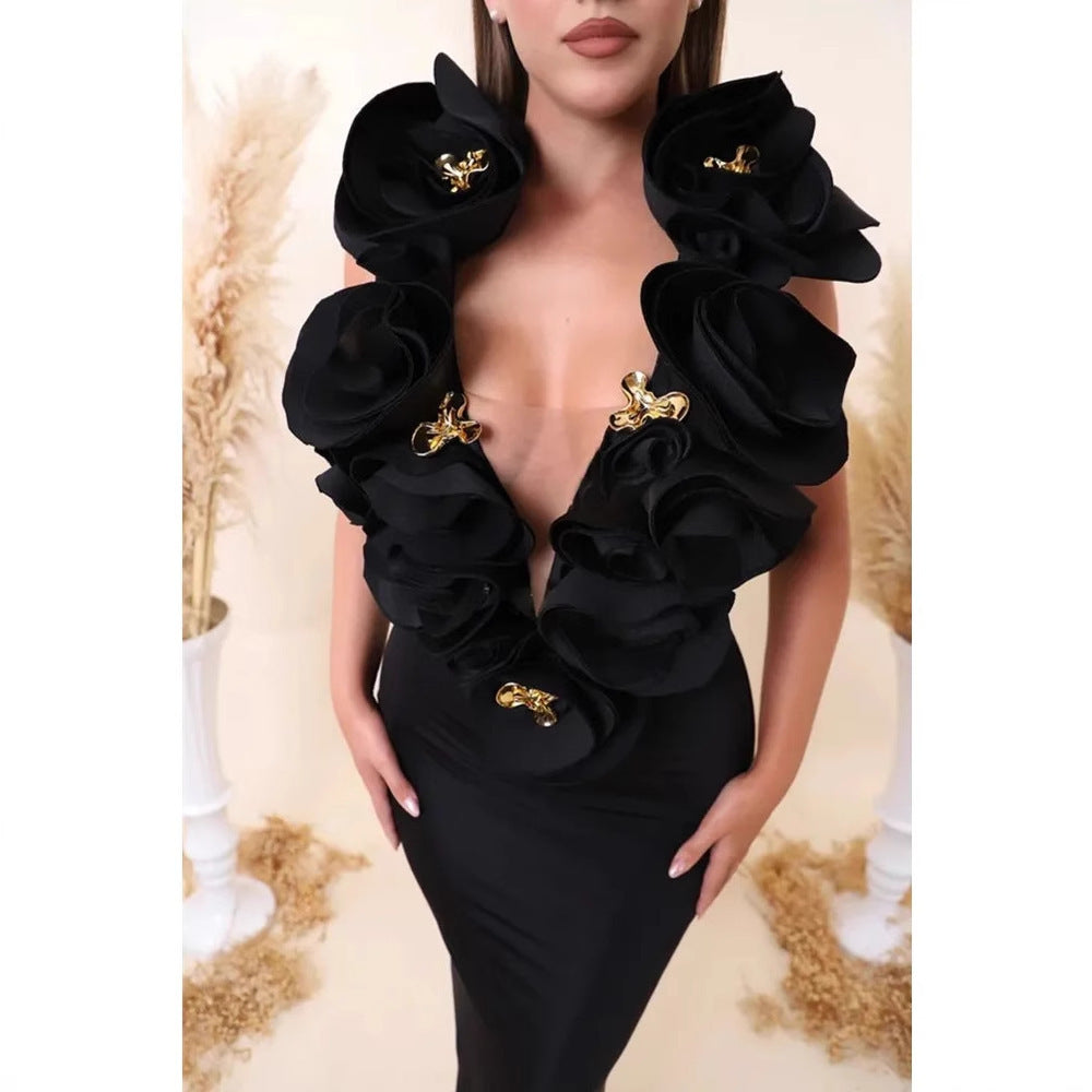 Three-dimensional Flower Sexy Dress