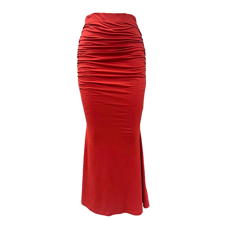 M Chic Boutique mermaid pencil skirt featuring a fitted silhouette and elegant flared hem in a vibrant color.