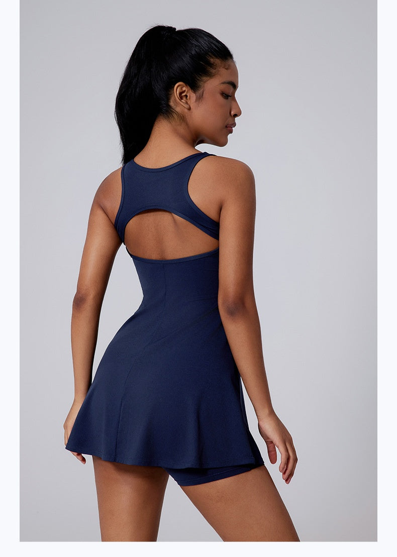 Two-piece M Chic Boutique activewear sports dress set with a fitted top and matching shorts, ideal for workout and casual wear.