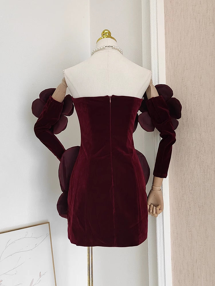 Niche Model Style Socialite Heavy-duty Velvet Tube Top Dress