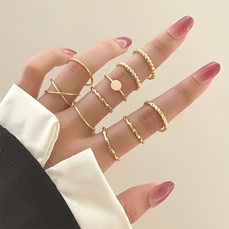 Knuckle Ring Twist Cross 10-piece Set