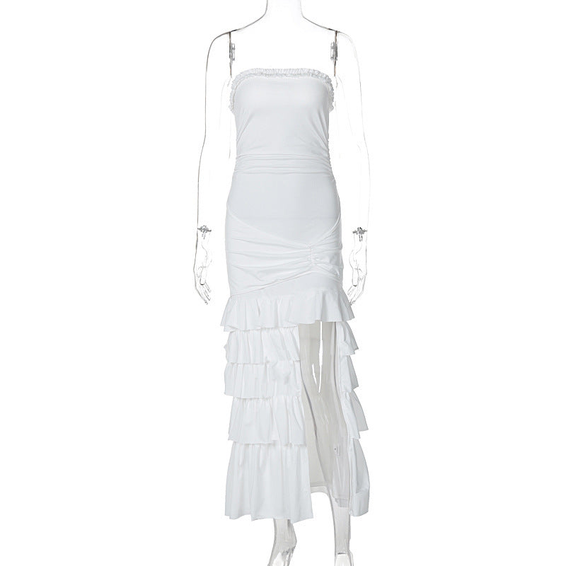 Pleated Slim Fit Patchwork Split Dress