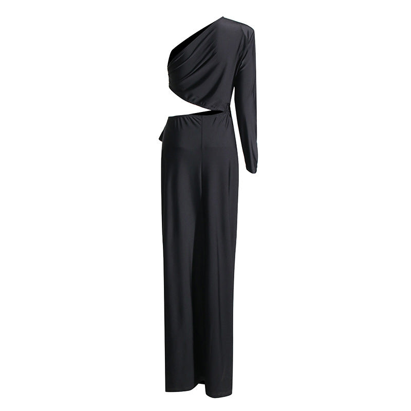Socialite Shoulder Single-side Sleeve Long Dress