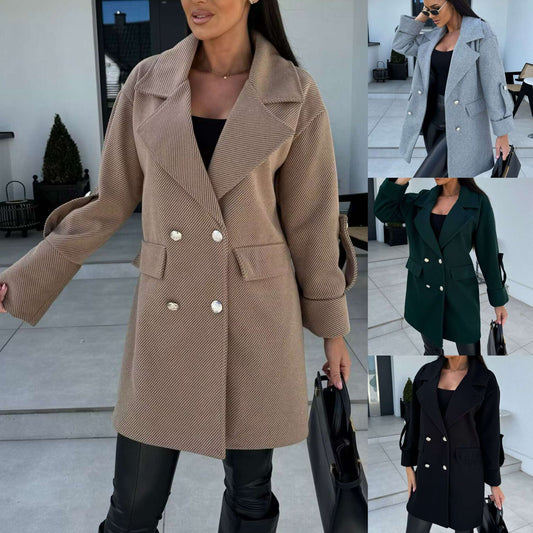 H-shaped Suit Collar Woolen Coat