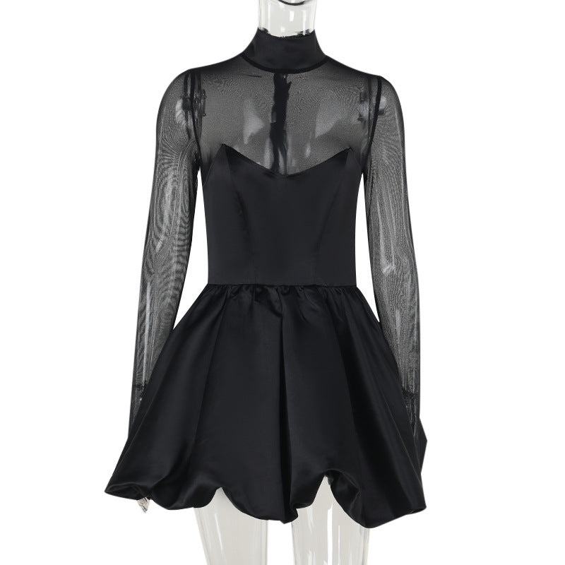 Socialite Style Elegant Slim-fit Bubble Hem Dress