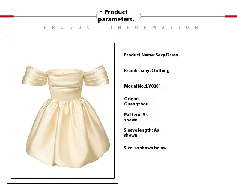 Simple Elegant Dress Solid Color Off-neck Socialite Style - M Chic Boutique