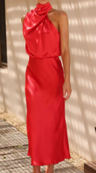 Solid Color High-grade Satin Elegant Dress