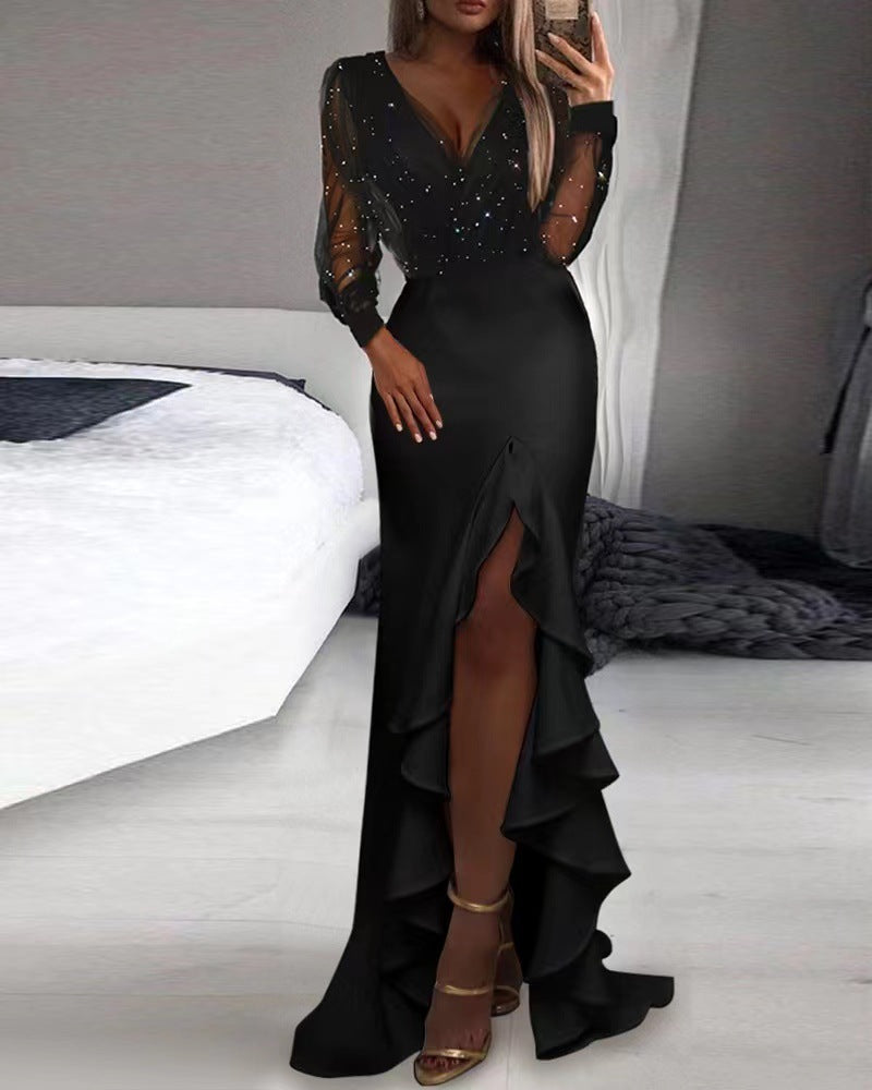 Solid mesh sequins dress by M Chic Boutique, featuring a shimmering design and fitted silhouette for elegant occasions.