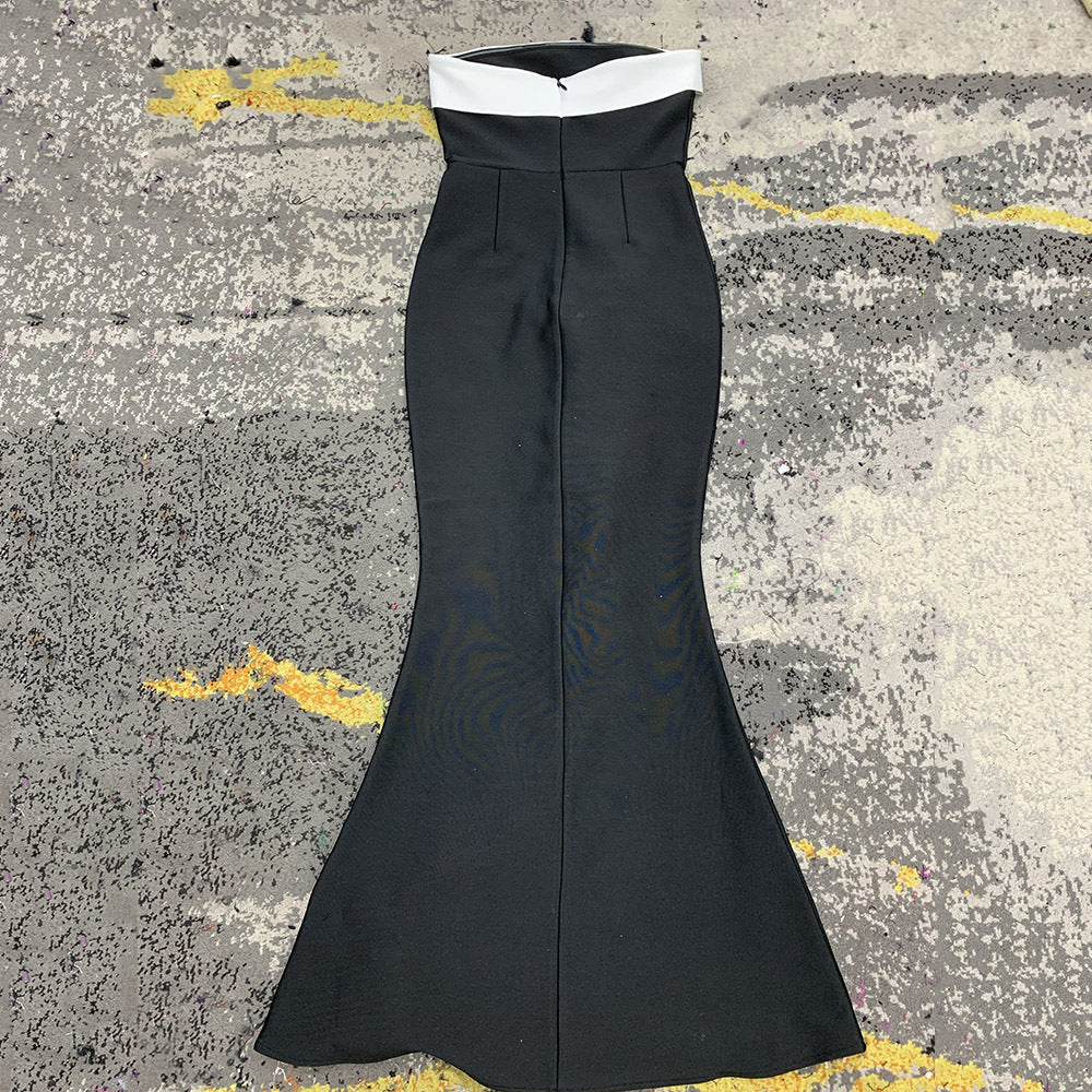 Tube Top Backless 3D Large Flower Socialite Long Dress