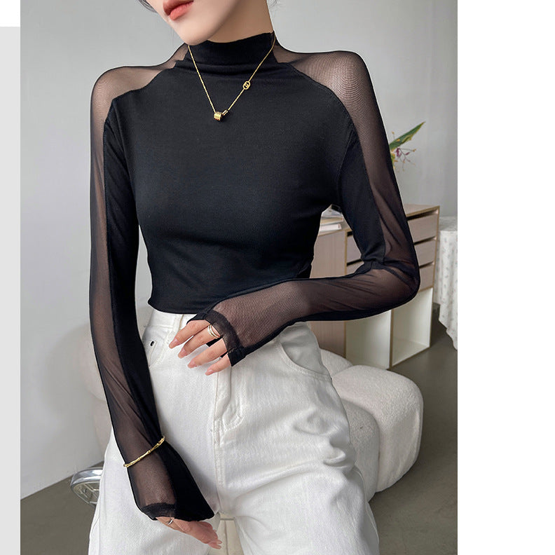 High-Neck Mesh Slimming Top