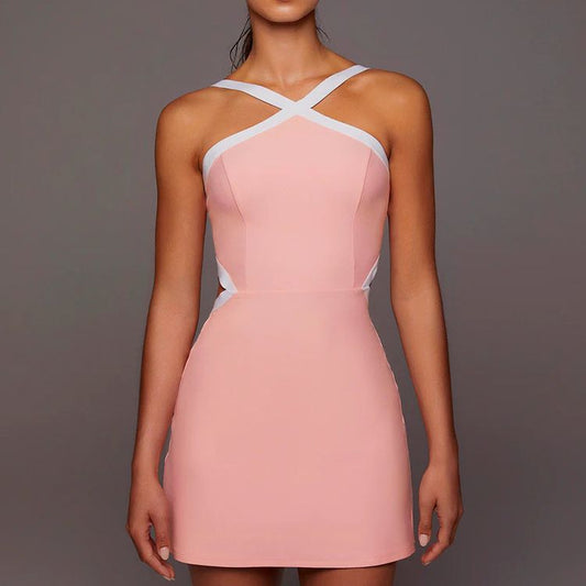 Black minimalist one-piece tennis skirt from M Chic Boutique, designed for activewear with a sleek, streamlined fit.