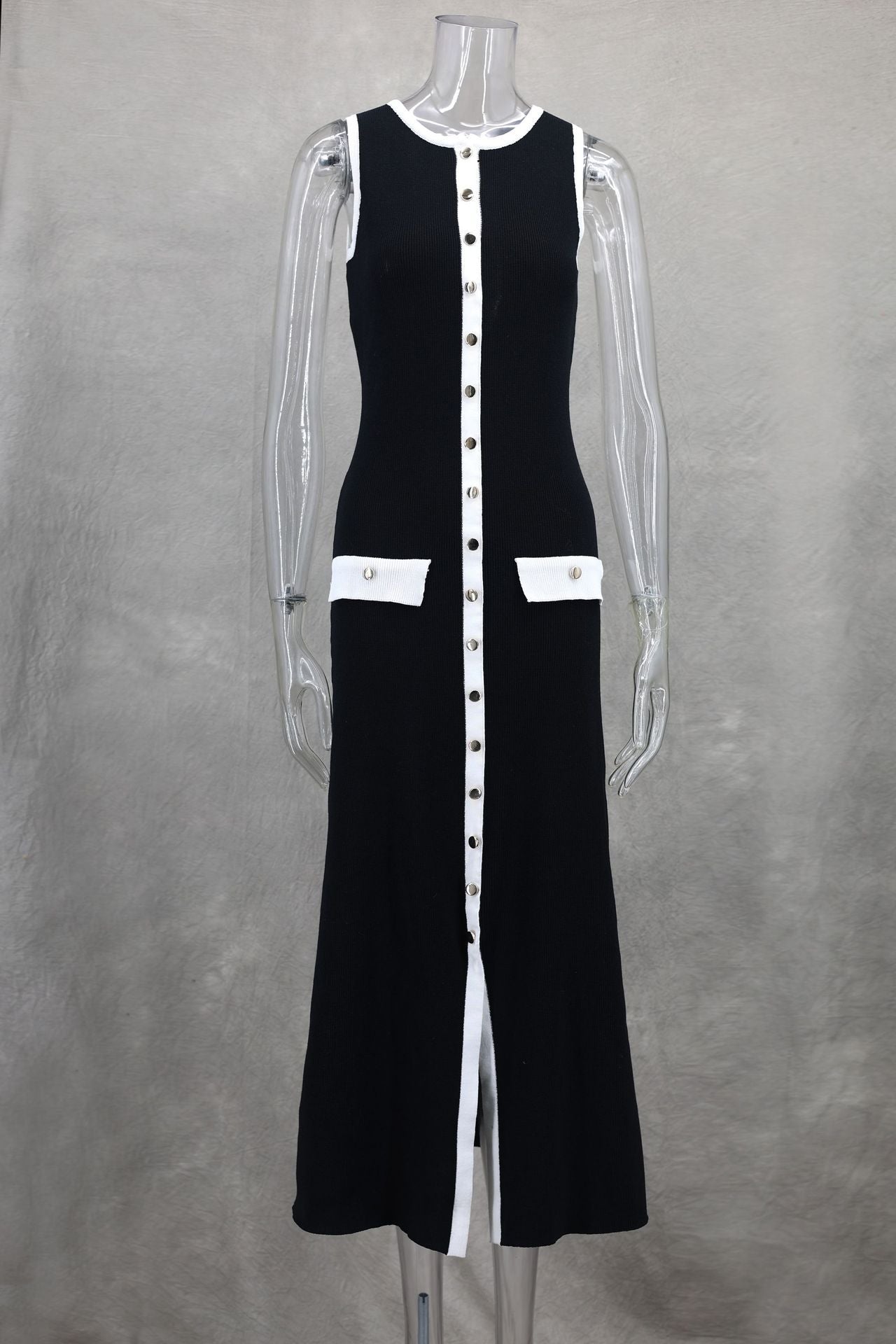 Fashion Black Elegant Woolen Dress