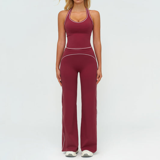 V-neck sleeveless gym set from M Chic Boutique, activewear ensemble with fitted top and matching workout bottoms in a sleek design.