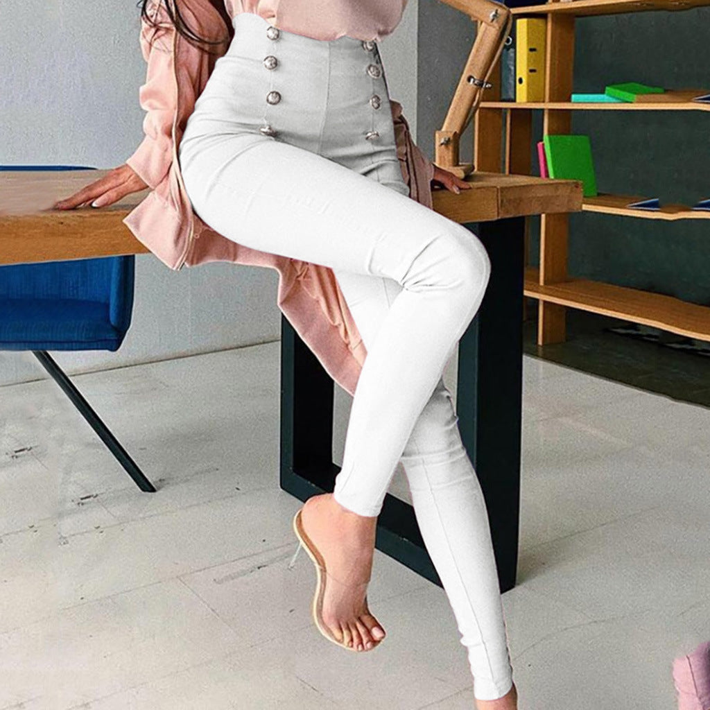 High-Waisted Pants with Buttons - M Chic Boutique