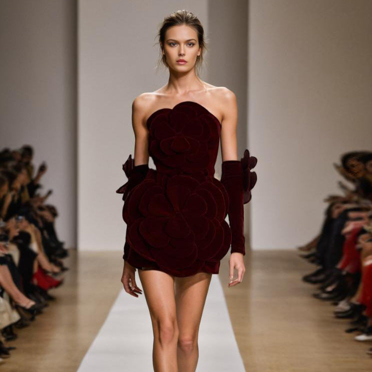 Niche Model Style Socialite Heavy-duty Velvet Tube Top Dress